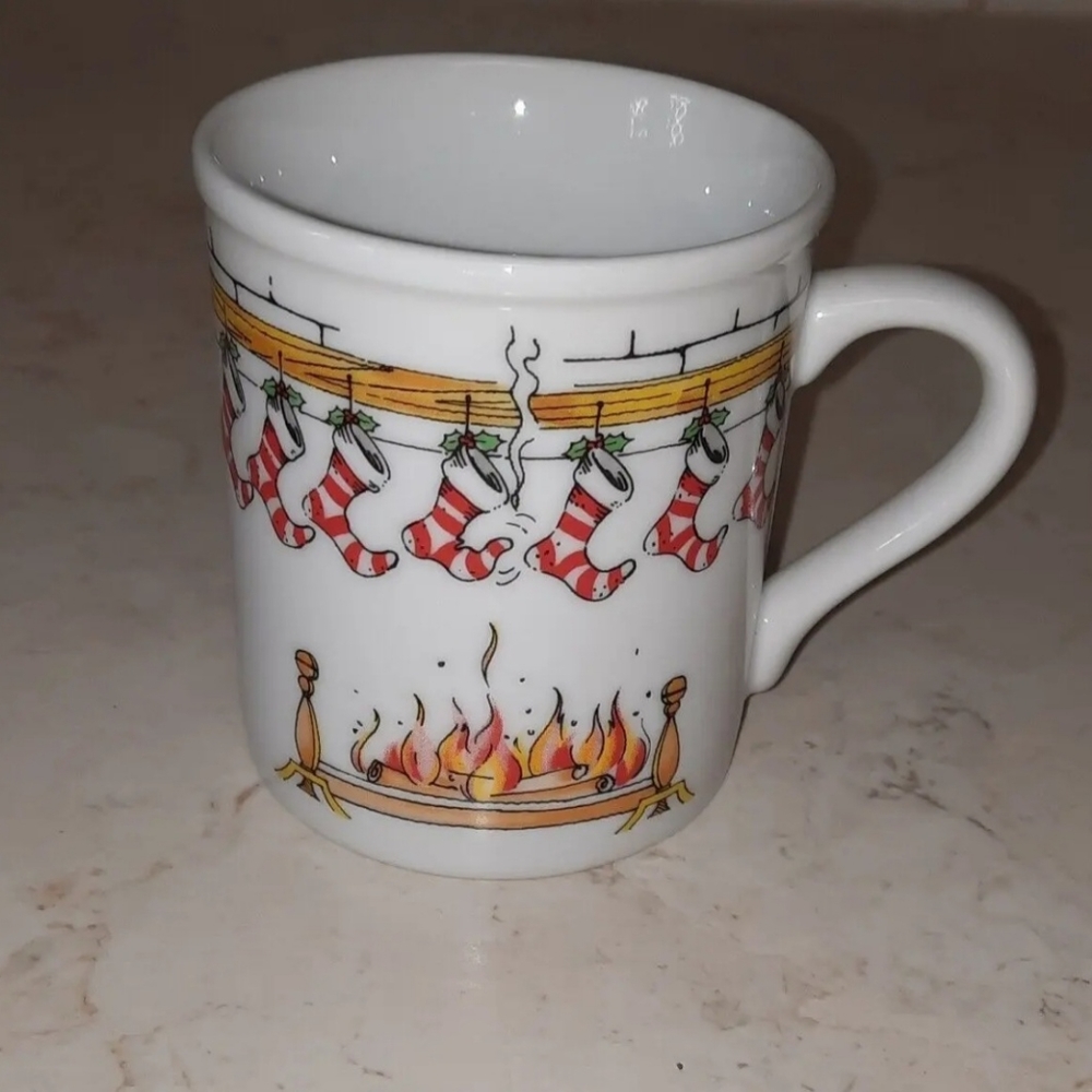 The Toscany Collection Christmas Stockings Fireplace Coffee Mug